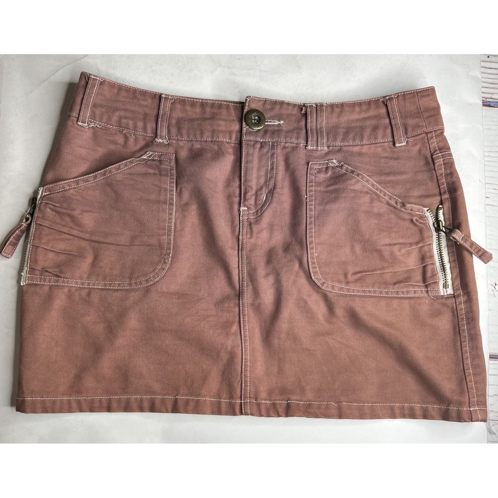 Y2K Arizona Jean Co Cotton‎ Mini Skirt Juniors Size 3 A-line Brown Cargo Pockets - Picture 10 of 10